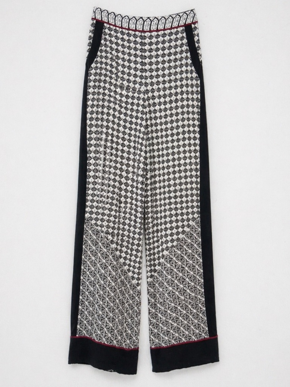 Talitha Black and White Wide-Leg Printed Pants